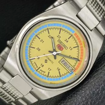 Б/У подлинные старинные автоматические мужские часы SEIKO 5 из Японии с желтым циферблатом a433256-2 R115-a433256