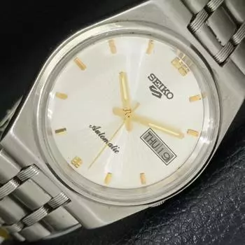 Б/У подлинные старинные автоматические мужские часы SEIKO 5 из Японии с серебряным циферблатом a433297-2 R115-a433297