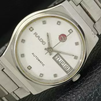 Б/У RADO AUTOMATIC 2879 ШВЕЙЦАРСКИЕ МУЖСКИЕ ЧАСЫ DAY&DATE БЕЛОГО ЦИФЕРБЛАТА a432189-2 R110-a432189