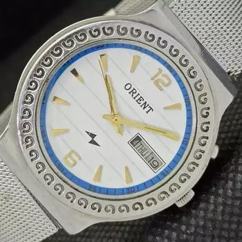 Б/У РЕДКИЕ ЧАСЫ ORIENT АВТОМАТИЧЕСКИЕ 46943 ЯПОНИЯ МУЖСКИЕ ЧАСЫ С БЕЛЫМ ЦИФЕРБЛАТОМ a279054-2 лот532a-a279054