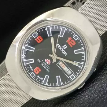 Б/у RICOH R31 автоматические японские мужские часы с черным циферблатом DAY&DATE a433066-2 R114-a433066