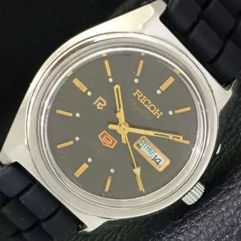 Б/у RICOH R31 JAPAN MENS AUTOMATIC DAY&DATE ЧЕРНЫЙ ЦИФЕРБЛАТ a433091-2 R114-a433091