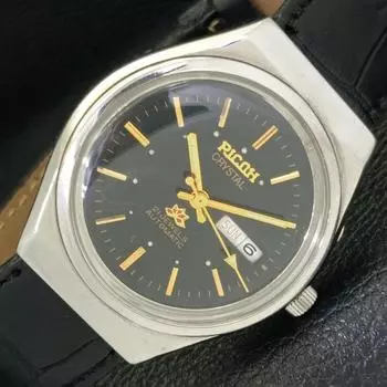 Б/у RICOH R31 JAPAN MENS AUTOMATIC DAY&DATE ЧЕРНЫЙ ЦИФЕРБЛАТ a433070-2 R114-a433070