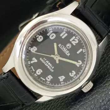 Б/У ROAMER МУЖСКИЕ ШВЕЙЦАРСКИЕ НАРУЧНЫЕ ЧАСЫ С РУЧНЫМ ЗАВОДОМ, ЧЕРНЫЙ ЦИФЕРБЛАТ a433031-2 R114-a433031