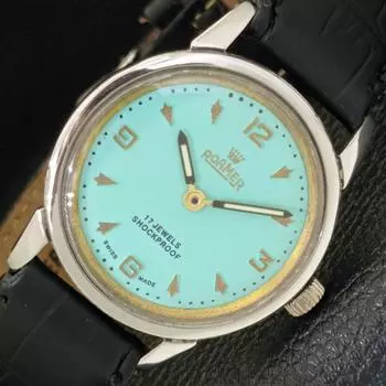 Б/У ROAMER SWISS МУЖСКИЕ НАРУЧНЫЕ ЧАСЫ С РУЧНЫМ ЗАВОДОМ, ЦИФЕРБЛАТ БИРЮЗОВОГО ЦВЕТА a433032-2 R114-a433032