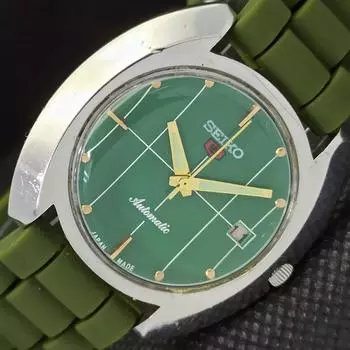 Б/У SEIKO 5 АВТОМАТИЧЕСКИЕ ВИНТАЖНЫЕ 7025A ЯПОНИЯ МУЖСКИЕ ЗЕЛЕНЫЕ ЧАСЫ С ДАТОЙ 532a-a278901-2 SKU532a-a278901