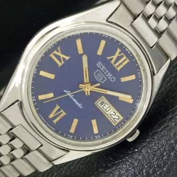 Б/У SEIKO 5 JAPAN MENS DAY/DATE AUTOMATIC 7S36B НАРУЧНЫЕ ЧАСЫ С СИНИМ ЦИФЕРБЛАТОМ a427864-2 R1054-a427864