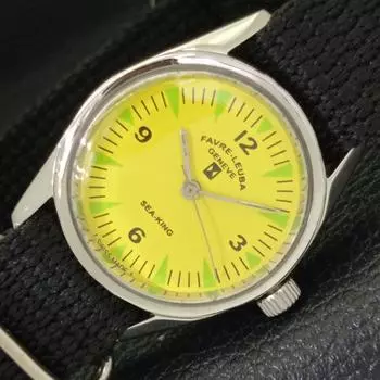 Б/у швейцарские часы FAVRE LEUBA SEA KING с ручным заводом, мужские, с желтым циферблатом A431415-2 R107-a431415