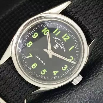 Б/у швейцарские часы FAVRE LEUBA SEA KING 101 с ручным заводом, мужские, черный циферблат A431423-2 R107-a431423