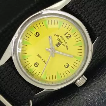 Б/у швейцарские часы FAVRE LEUBA SEA KING с ручным заводом, мужские, с желтым циферблатом a432550-2 R112-a432550