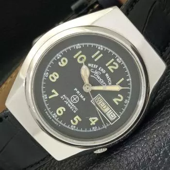 Б/у швейцарские часы WEST END CO автоматические мужские часы с черным циферблатом и функцией DAY&DATE a430118-2 R101-a430118