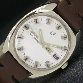 Б/у швейцарские мужские часы ENICAR AUTOMATIC 167 с белым циферблатом и функцией DAY&DATE a430114-2 R101-a430114