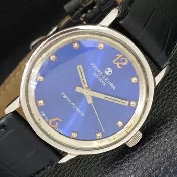 Б/у швейцарские мужские часы FAVRE LEUBA GENEVE TWIN POWER WINDING с синим циферблатом a432148-2 R110-a432148
