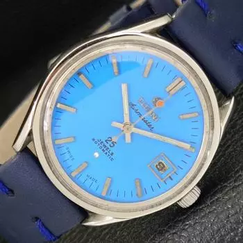 Б/у швейцарские мужские часы TITONI AIRMASTER ROTOMATIC с датой и небесно-голубым циферблатом a432181-2 R110-a432181