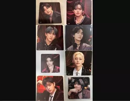 Б/у Stray Kids XMAS POP-UP CAFE 2024 Benefit Coasters 8 типов Полный набор SHIBUYA109 Limited ЯПОНИЯ