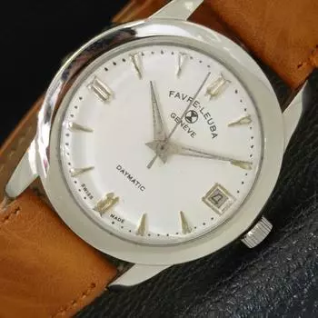 Б/У SWISS FAVRE LEUBA GENEVE DAYMATIC МУЖСКИЕ ЧАСЫ С БЕЛЫМ ЦВЕТОМ ЦИФЕРБЛАТА a432154-2 R110-a432154
