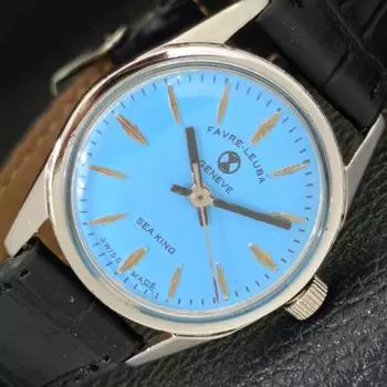 Б/У SWISS FAVRE LEUBA GENEVE SEA KING 111 МУЖСКИЕ НАручные часы с небесно-голубым циферблатом a432131-2 R110-a432131