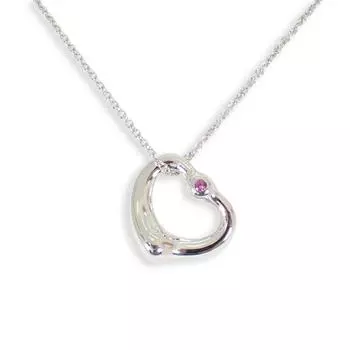 [Б/у] TIFFANY/Tiffany 925 Pink Sapphire Open Heart Подвеска/ожерелье [g340-46]