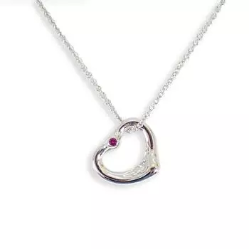 [Б/у] TIFFANY/Tiffany 925 розовый сапфир открытое сердце кулон/ожерелье [g342-37]