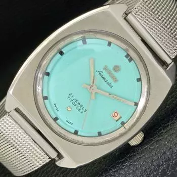 Б/У TITONI AIRMASTER TITOFLEX ШВЕЙЦАРСКИЕ МУЖСКИЕ ЧАСЫ С БИРЮЗОВЫМ ЦИФЕРБЛАТОМ a432179-2 R110-a432179