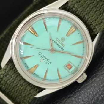 Б/У TITONI AIRMASTER TITOFLEX ШВЕЙЦАРСКИЕ МУЖСКИЕ ЧАСЫ С БИРЮЗОВЫМ ЦИФЕРБЛАТОМ a432180-2 R110-a432180