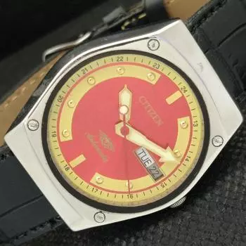 Б/У ВИНТАЖНЫЕ ЧАСЫ CITIZEN AUTOMATIC 8200 ЯПОНИЯ МУЖСКИЕ ДЕНЬ/ДАТА КРАСНЫЕ ЧАСЫ 587a-a308397-2 SKU587a-a308397