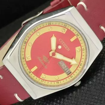 Б/У ВИНТАЖНЫЕ ЧАСЫ CITIZEN AUTOMATIC 8200 JAPAN MENS DAY/DATE RED 587a-a308332-9 SKU587a-a308332