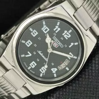 Б/У ВИНТАЖНЫЕ ЧАСЫ SEIKO 5 AUTO 7009A ЯПОНИЯ МУЖСКИЕ ЧЕРНЫЕ ЧАСЫ С ДАТЫЮ 594a-a311607-2 SKU594a-a311607