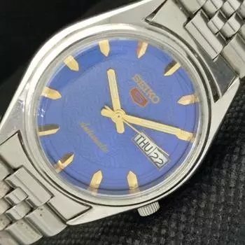 Б/У ВИНТАЖНЫЕ ЧАСЫ SEIKO 5 АВТОМАТИЧЕСКИЕ 7S26A ЯПОНИЯ МУЖСКИЕ D/D СИНИЕ ЧАСЫ 603-a313757-9 SKU603-a313757