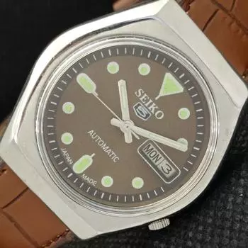 Б/У ВИНТАЖНЫЕ ЧАСЫ SEIKO 5 АВТОМАТИЧЕСКИЕ 7019A ЯПОНИЯ МУЖСКИЕ D/D КОРИЧНЕВЫЕ ЧАСЫ 612-a319067-9 SKU612-a319067