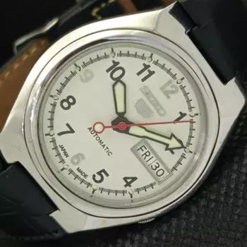 Б/У ВИНТАЖНЫЕ ЧАСЫ SEIKO 5 АВТОМАТИЧЕСКИЕ 7S26A ЯПОНИЯ МУЖСКИЕ D/D БЕЛЫЕ ЧАСЫ 594a-a311745-2 SKU594a-a311745