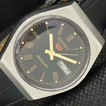 Б/У ВИНТАЖНЫЕ ЧАСЫ SEIKO 5 АВТОМАТИЧЕСКИЕ 6309A ЯПОНИЯ МУЖСКИЕ ДЕНЬ/ДАТА ЧЕРНЫЕ ЧАСЫ a316782-2 SKU608h-a316782