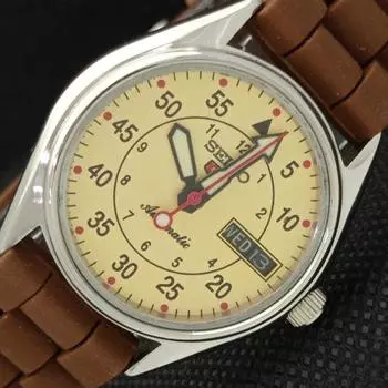 Б/У ВИНТАЖНЫЕ ЧАСЫ SEIKO 5 АВТОМАТИЧЕСКИЕ 6309A ЯПОНИЯ МУЖСКИЕ ДЕНЬ/ДАТА БЕЖЕВЫЕ ЧАСЫ a415320-2 SKU621c-a415320