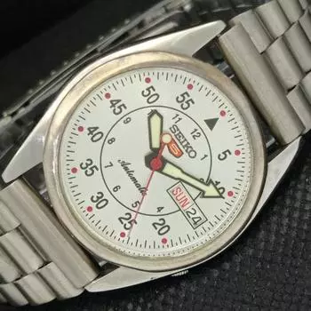 Б/У ВИНТАЖНЫЕ ЧАСЫ SEIKO 5 АВТОМАТИЧЕСКИЕ 7S26A ЯПОНИЯ МУЖСКИЕ СЕРЕБРЯНЫЕ ЧАСЫ 587f-a309626-2 SKU587f-a309626