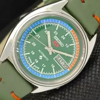Б/У ВИНТАЖНЫЕ ЧАСЫ SEIKO 5 АВТОМАТИЧЕСКИЕ 6309A ЯПОНИЯ МУЖСКИЕ D/D ЗЕЛЕНЫЕ ЧАСЫ 608b-a315265-9 SKU608b-a315265