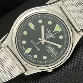 Б/У ВИНТАЖНЫЕ ЧАСЫ SEIKO 5 АВТОМАТИЧЕСКИЕ ЯПОНСКИЕ МУЖСКИЕ ДЕНЬ/ДАТА, ЧЕРНЫЕ ЧАСЫ 588a-a310137-9 SKU588a-a310137