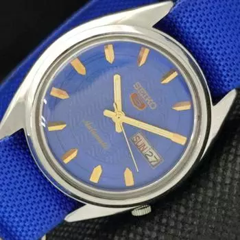 Б/У ВИНТАЖНЫЕ ЧАСЫ SEIKO 5 АВТОМАТИЧЕСКИЕ 7019A ЯПОНИЯ МУЖСКИЕ D/D СИНИЕ ЧАСЫ 603-a313760-9 SKU603-a313760