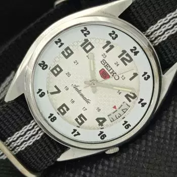 Б/У ВИНТАЖНЫЕ ЧАСЫ SEIKO 5 АВТОМАТИЧЕСКИЕ 7019A ЯПОНИЯ МУЖСКИЕ СЕРЕБРЯНЫЕ С ДАТОЙ 588a-a310108-9 SKU588a-a310108