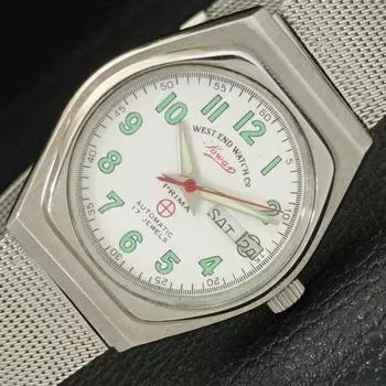 Б/У WEST END WATCH CO АВТОМАТИЧЕСКИЕ ШВЕЙЦАРСКИЕ МУЖСКИЕ ЧАСЫ С БЕЛЫМ ЦИФЕРБЛАТОМ a433037-2 R114-a433037
