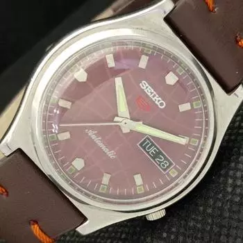 Б/У винтажные автоматические мужские часы SEIKO из Японии с днем и датой коричневого цвета 598-a313168-2 SKU598-a313168
