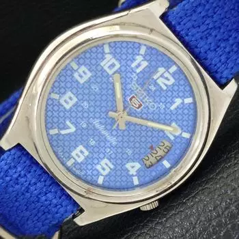 Б/У винтажные автоматические мужские часы SEIKO 5 из Японии с синим циферблатом и датой a434924-2 R122-a434924