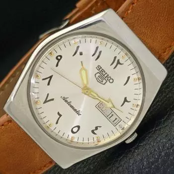 Б/У винтажные автоматические японские мужские часы SEIKO 5 с арабским серебряным циферблатом a433928-2 R119-a433928