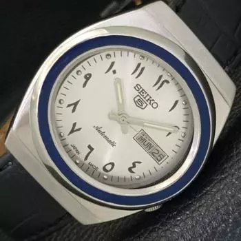 Б/У винтажные автоматические японские мужские часы SEIKO 5 с арабским серебряным циферблатом a434291-2 R120-a434291