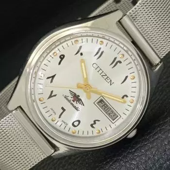 Б/у винтажные автоматические японские мужские часы CITIZEN с арабским серебряным циферблатом a434802-2 R123-a434802
