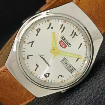 Б/У винтажные автоматические японские мужские часы SEIKO 5 с арабским серебряным циферблатом a435080-2 R122-a435080
