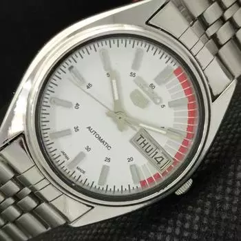 Б/У винтажные часы SEIKO 5 AUTO 6309A JAPAN MENS D/D WHITE WATCH 608e-a315935-2 SKU608e-a315935