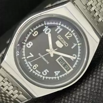 Б/У винтажные часы SEIKO 5 AUTO 6319A JAPAN MENS D/D BLACK WATCH 608b-a315243-2 SKU608b-a315243