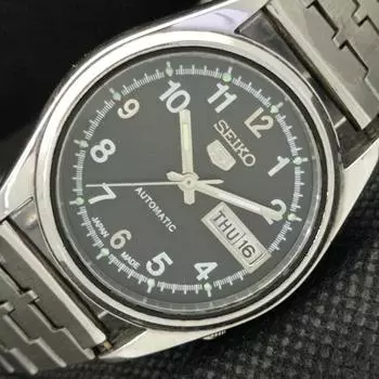 Б/У винтажные часы SEIKO 5 AUTO 6319A JAPAN MENS D/D BLACK WATCH 608b-a315237-9 SKU608b-a315237