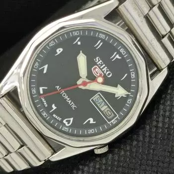 Б/У винтажные часы SEIKO 5 AUTO 7009A из Японии мужские арабские черные 594a-a311755-2 SKU594a-a311755