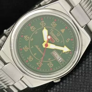 Б/У винтажные часы SEIKO 5 AUTO 7009A JAPAN MENS D/D GREEN WATCH 594a-a311734-9 SKU594a-a311734